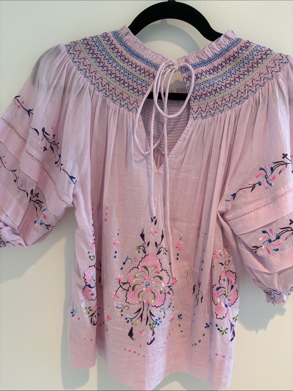 Lavender Embroidered Smocked Yoke Blouse - Love the Label - Picture 7 of 7